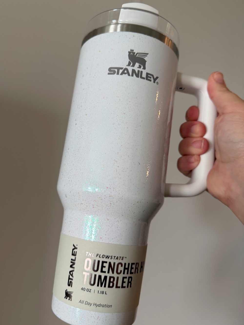 Stanley 40 oz. “Pearl” Glitter Quencher H2.0 Tumbler - White Iridescent NIB